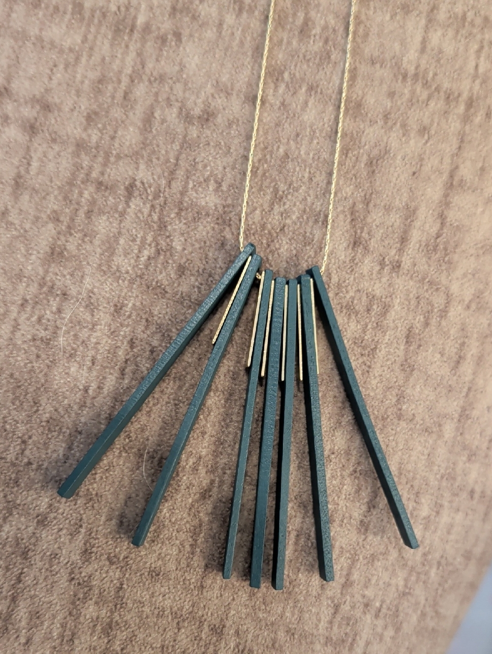 Plunder Design Fashion Trendy Jewelry Wood Teal Pendant Gold Chain Necklace